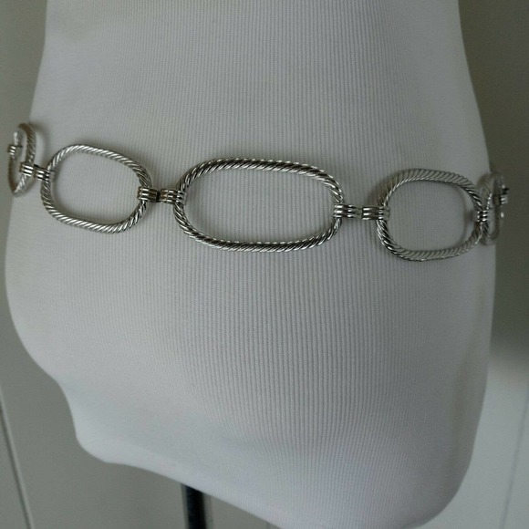 Silver Tone Oval metal Chain Belt One Size - Picture 5 of 5